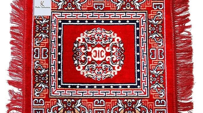 Traditional Carpet/Pooja Mat Square Shape & Soft Velvet Material Maditation Prayer